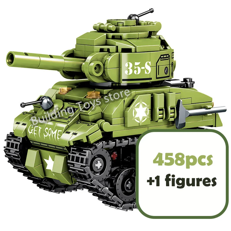 Nové Vojenské M4 Sherman Stredný Tank Stavebné Bloky WW2 US Army Zbraň MK Nádrž Tehly Vzdelávacie Hračky pre Deti Darček k Narodeninám . ' - ' . 0