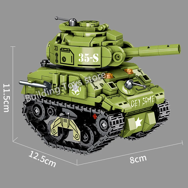 Nové Vojenské M4 Sherman Stredný Tank Stavebné Bloky WW2 US Army Zbraň MK Nádrž Tehly Vzdelávacie Hračky pre Deti Darček k Narodeninám . ' - ' . 5