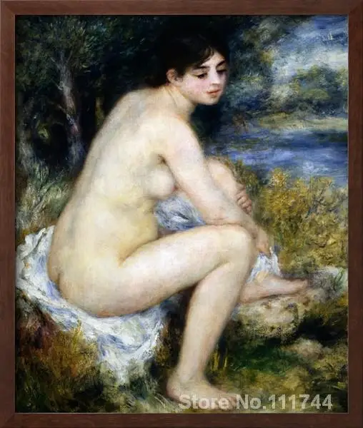 nud umenie Žena Obnažuje Sedí v krajine Pierre Auguste Renoir obrazy olej, plátno rozmnožovanie Vysoko kvalitné Ručne maľované . ' - ' . 1