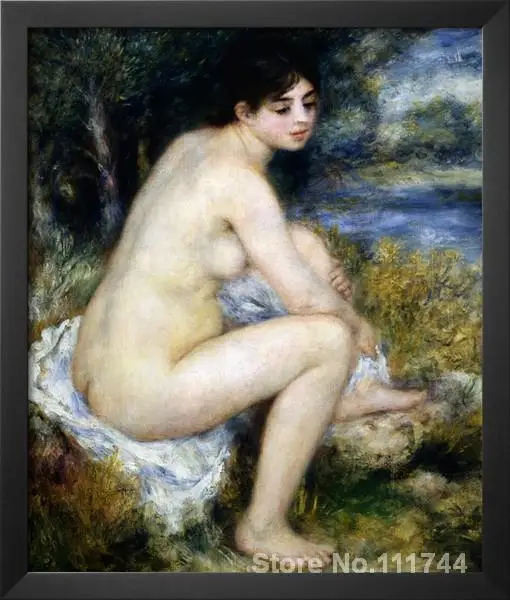 nud umenie Žena Obnažuje Sedí v krajine Pierre Auguste Renoir obrazy olej, plátno rozmnožovanie Vysoko kvalitné Ručne maľované . ' - ' . 2