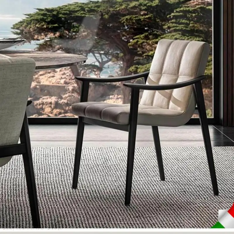 Post-moderné Svetlo Luxusné Minimalistický Dizajnér Nové Villa Reštaurácia Model Izba talianskej Kože Jedálenské Stoličky . ' - ' . 4