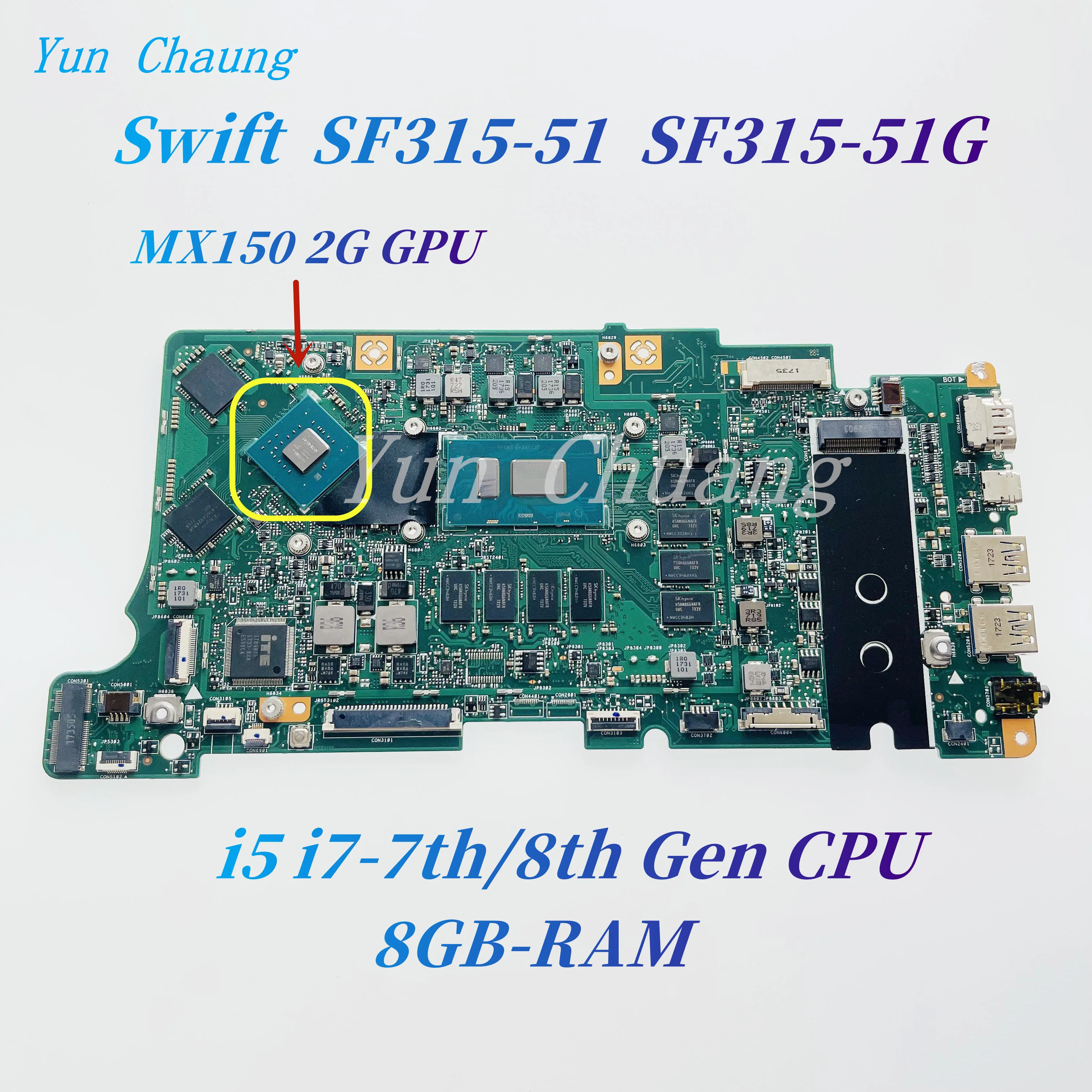 Pre Acer Swift SF315-51 SF315-51G Notebook Doske BE5EA REV:2.0 Doske S i5, i7-7./8. Gen CPU MX150 2G GPU 8GB-RAM . ' - ' . 0