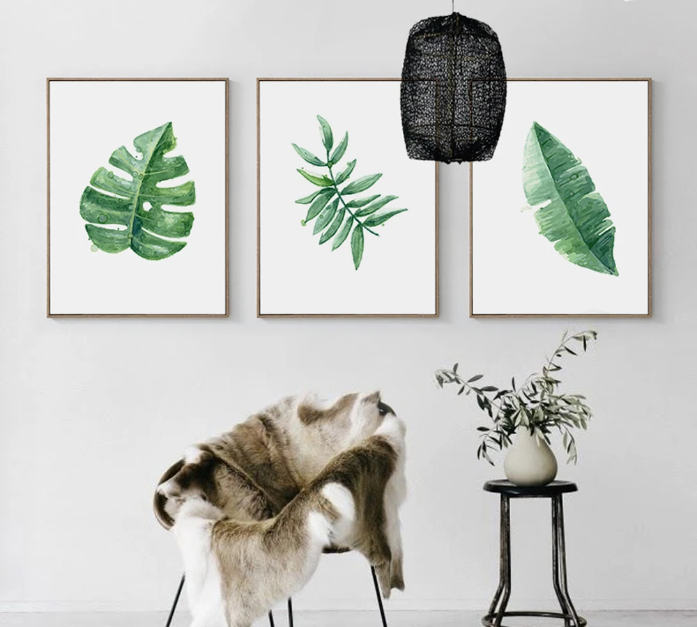 Príroda Zelená Rastlina Leaf Tlač Bez Rámu Obrázok Nordic Stene Kresbu Dekoratívne Umenie Plagátu Celkom Plátno, Maľovanie na Obývacia Izba . ' - ' . 1
