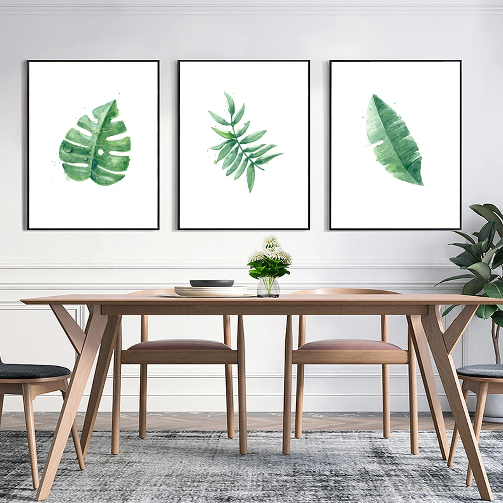 Príroda Zelená Rastlina Leaf Tlač Bez Rámu Obrázok Nordic Stene Kresbu Dekoratívne Umenie Plagátu Celkom Plátno, Maľovanie na Obývacia Izba . ' - ' . 3