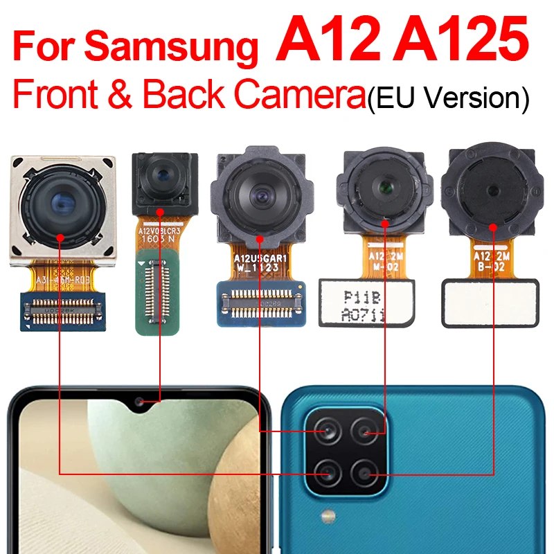 Pôvodné A12 Späť Fotoaparát, Predná Zadná Zadná Kamera Pre Samsung Galaxy A12 A125 A125FA 125M Hlavným Smerom Modul Kamery Flex Replaceme . ' - ' . 0