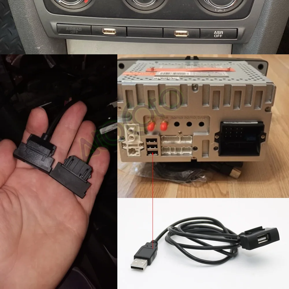RCD510 RNS315 CD Menič USB IP-BUS 4Pin Konektor Kábel Rozhrania Adaptér pre Škoda Octavia Slot Tlačidlo Headunit Panel . ' - ' . 2
