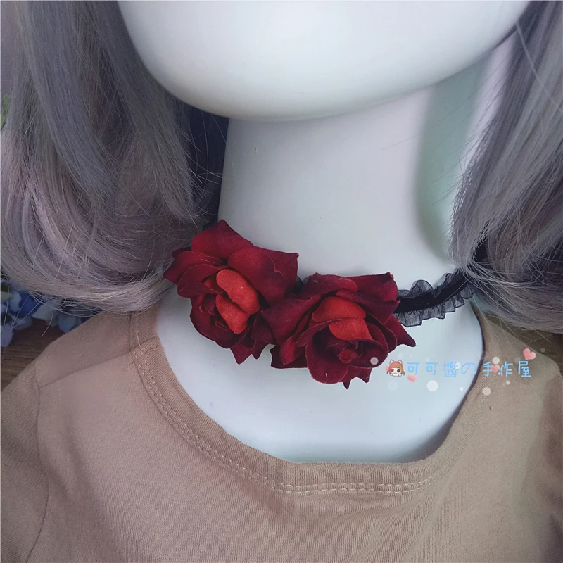 Ručné DIY mäkké sestra lolita headdress Harajuku čipky golier náhrdelník rose clavicle reťazca Japonský Gotický Meng náhrdelník . ' - ' . 2