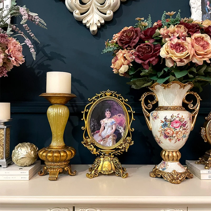 Ručné retro zlato živice sklo anjel rám Rokoka dekoratívne villa domov spálňa luxusné stolové dekorácie rám . ' - ' . 0