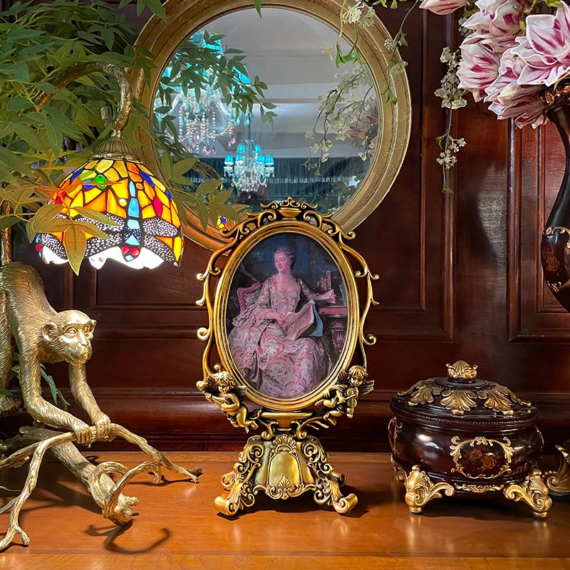 Ručné retro zlato živice sklo anjel rám Rokoka dekoratívne villa domov spálňa luxusné stolové dekorácie rám . ' - ' . 1