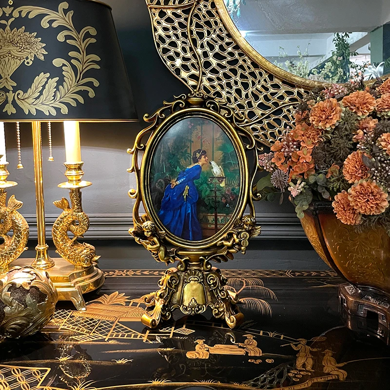 Ručné retro zlato živice sklo anjel rám Rokoka dekoratívne villa domov spálňa luxusné stolové dekorácie rám . ' - ' . 2