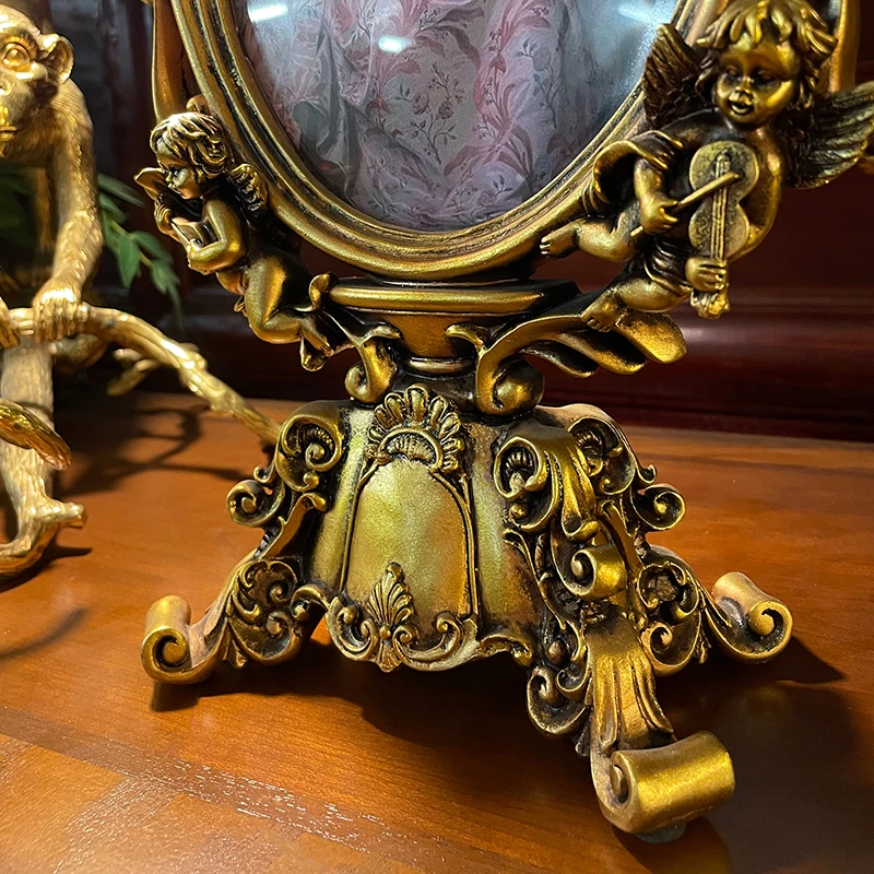 Ručné retro zlato živice sklo anjel rám Rokoka dekoratívne villa domov spálňa luxusné stolové dekorácie rám . ' - ' . 3