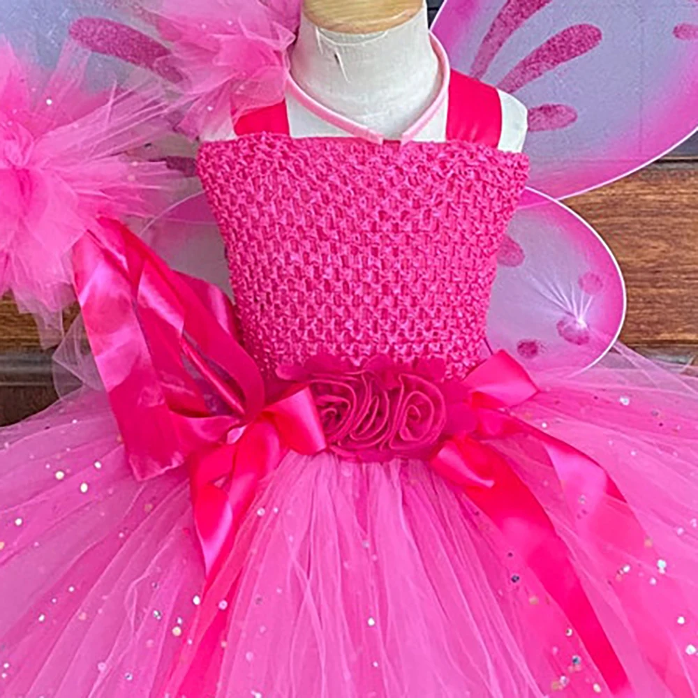 Ružové Šumivé Víla Tutu Šaty pre Dievčatká Vianočné Kostýmy pre Deti Nový Rok Oblečenie Princess Narodeniny Šaty s Krídlami . ' - ' . 5
