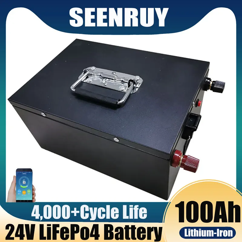 SEENRUY 24V 100Ah LiFePO4 Batérie 29.2 V Vstavané BMS Lítiová Batéria pre Solárny Systém RV Dom Trolling Motora . ' - ' . 0