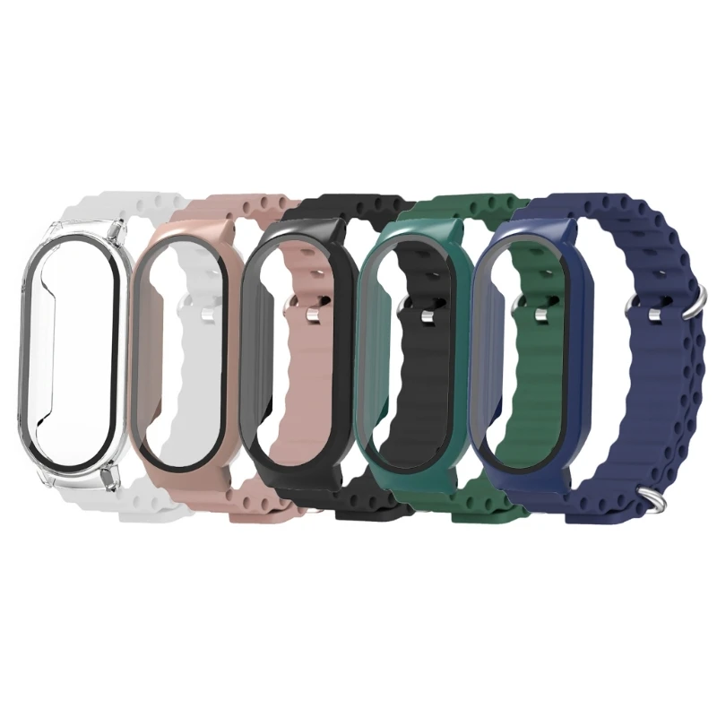 Silikónové Popruh Vodotesný Náramok+Prípade Kompatibilný pre Mi-Band 7 Smartwatch Módne Pásmo Pásu Anti-scratch Náramok . ' - ' . 1