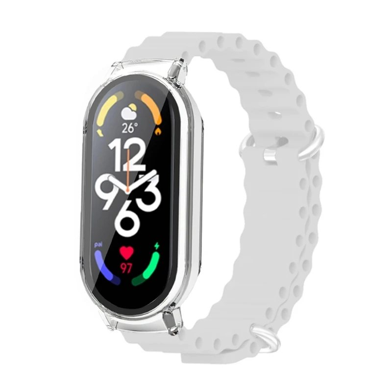 Silikónové Popruh Vodotesný Náramok+Prípade Kompatibilný pre Mi-Band 7 Smartwatch Módne Pásmo Pásu Anti-scratch Náramok . ' - ' . 3