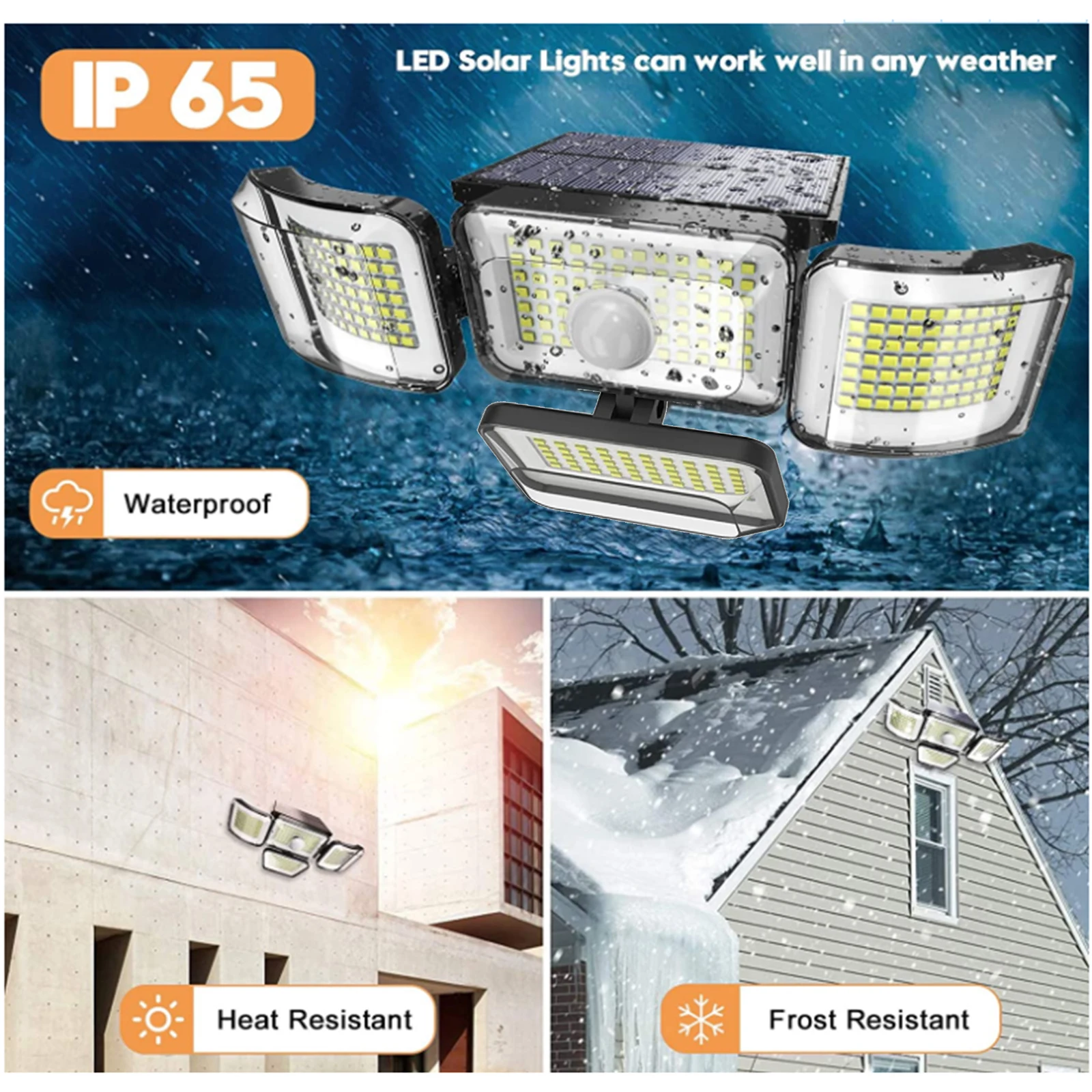 Slnečné Svetlo Vonkajšie 288 LED Solárne Nástenné Svietidlo s Nastaviteľnou Hlavy Bezpečnostné LED Flood Light IP65 Vodeodolný s 3 Pracovné Režimy . ' - ' . 0
