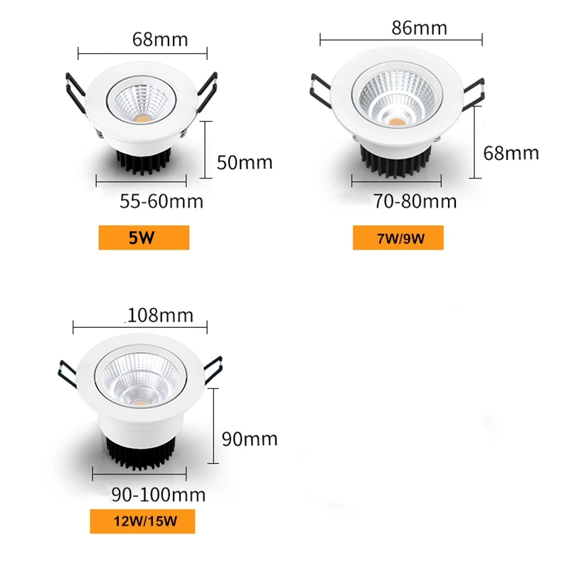 Stmievateľné AC110V-220V 5W7W9W12W15W18W Strop downlight Epistar LED Zapustené Stropné svietidlo Bodové svetlo Pre domáce osvetlenie . ' - ' . 5