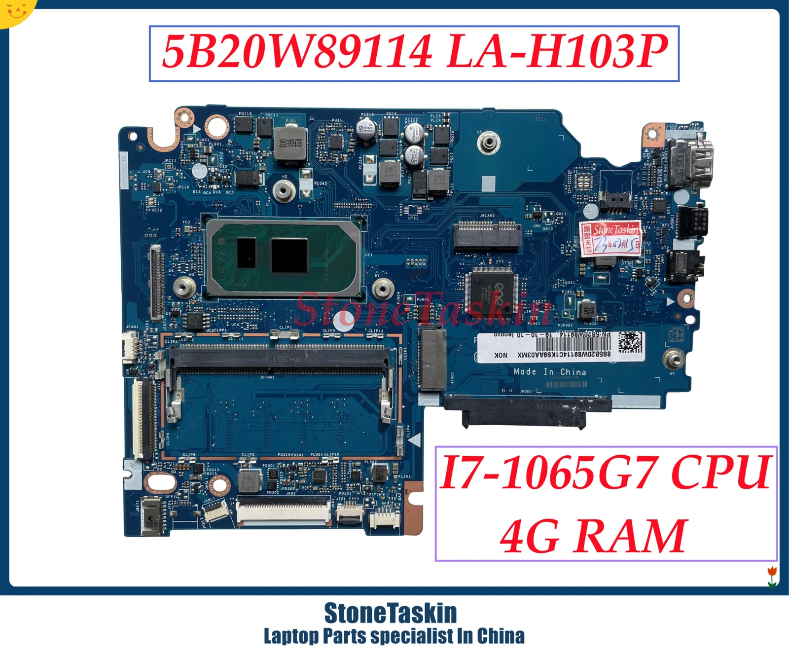 StoneTaskin Zrekonštruovaný Pre Lenovo Ideapad S340-15IIL Notebook Doska S I7-1065G7 CPU 4G RAM 5B20W89114 LA-H103P 100% Test . ' - ' . 0