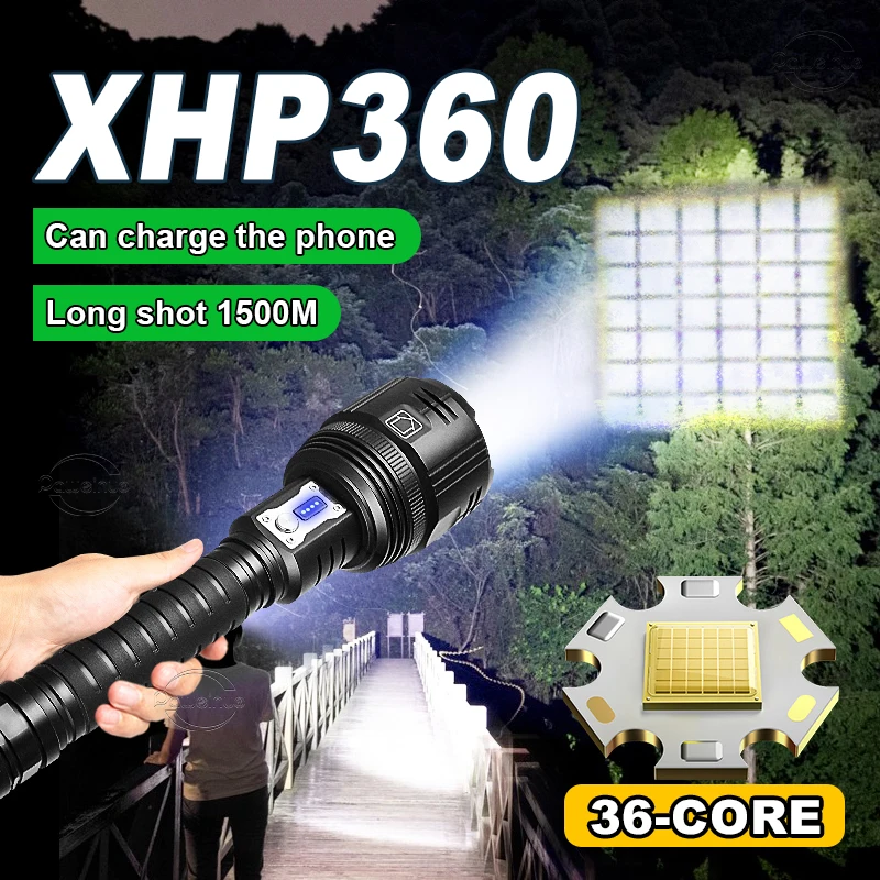 Super XHP360 Výkonné LED Baterky 18650 Vysoký Výkon Pochodeň Svetla USB Nabíjateľná Baterka XHP199 Nepremokavé Kempingové Svietidlo . ' - ' . 0