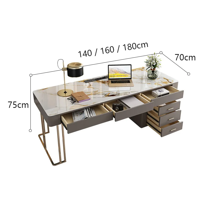 Svetlo luxusný písací stôl lesklý rock panel kancelársky stôl a stoličky kombinácia moderného stolného počítača stôl štúdia domov písací stôl . ' - ' . 5