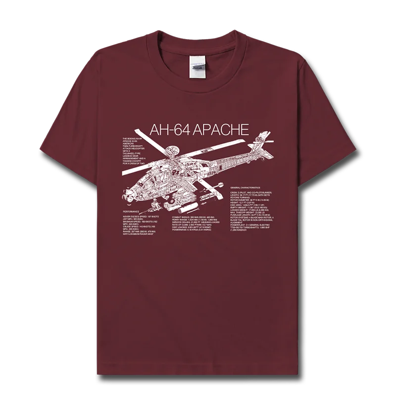 USA AH64 Apache gunship muži t-tričko Krátky rukáv šaty Dospievajúci Muž športové bavlna Streetwear módy topy bežné hip pop tees 03 . ' - ' . 1