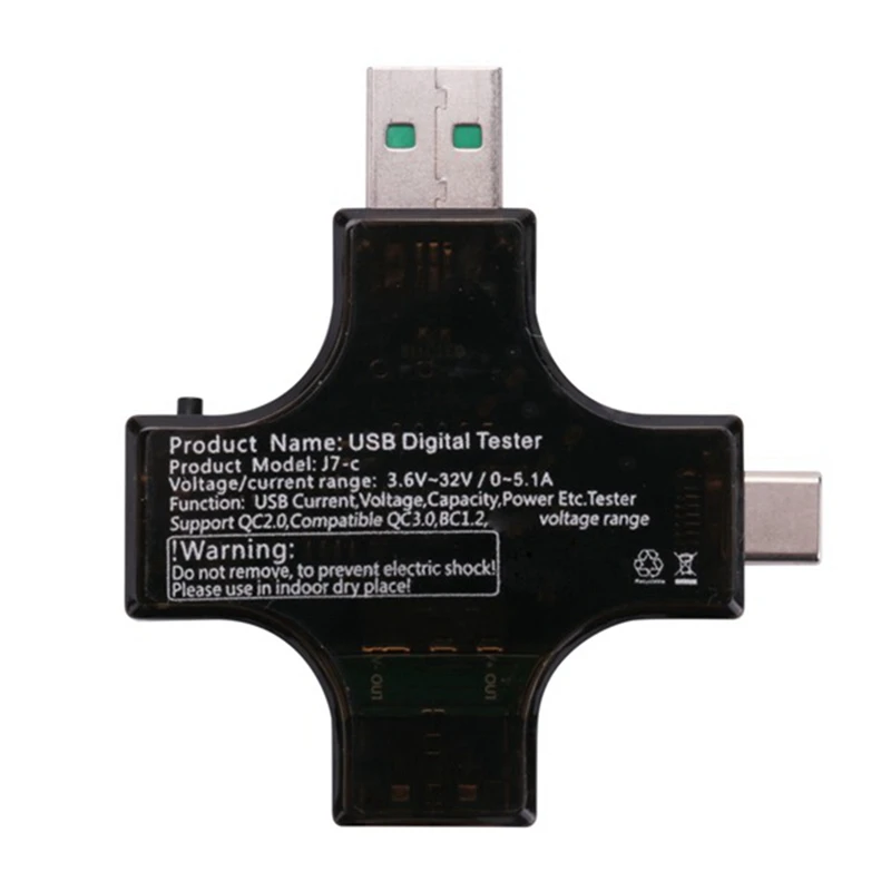 Usb Aktuálne Tester 2 V 1, Typ C, USB Tester Farebný Displej IPS Digitálny Voltmeter,Napätie,Prúd,Výkon,Teplota,So záťažou . ' - ' . 4