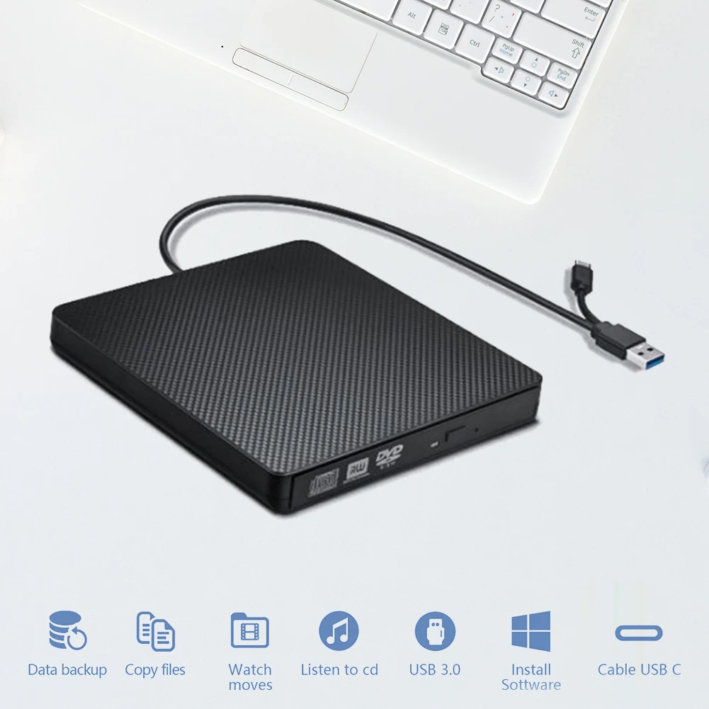 USB3.0 Typ-C Optickej Jednotky Krytu Prípade, DVD a CD-ROM Prehrávač Krytu Plug and Play Kože Obilia Non-sklzu pre Notebook Notebook . ' - ' . 2