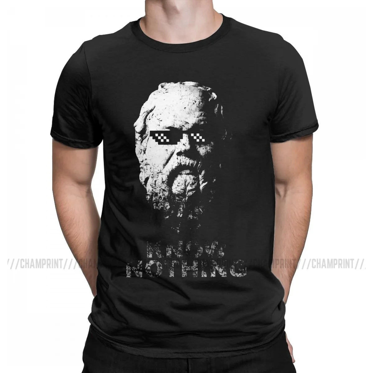 Vedieť Nič Filozof Sokrates T Shirt pre Mužov Čistej Bavlny Funny T-Shirt Platón Tee Tričko Krátky Rukáv Šaty, Tlačené . ' - ' . 1