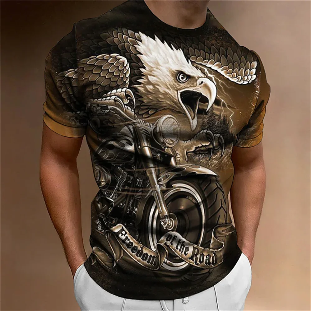Vintage T-Shirt Pre Mužov Eagle Motorcyc 3d Tlač T-shirt Lete O Krk Krátky Rukáv Ulici Topy Nadrozmerné Tees Tričko Pánske Oblečenie . ' - ' . 3