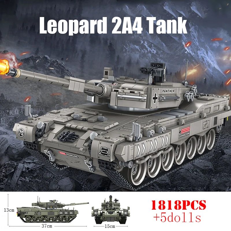 Vojenské druhej Svetovej Vojny nemecký Leopard 2A4 Hlavný Bojový Tank stavebným WW2 Vojak, číselné Údaje Zbrane Tehly Deti Hračky, Darčeky . ' - ' . 0