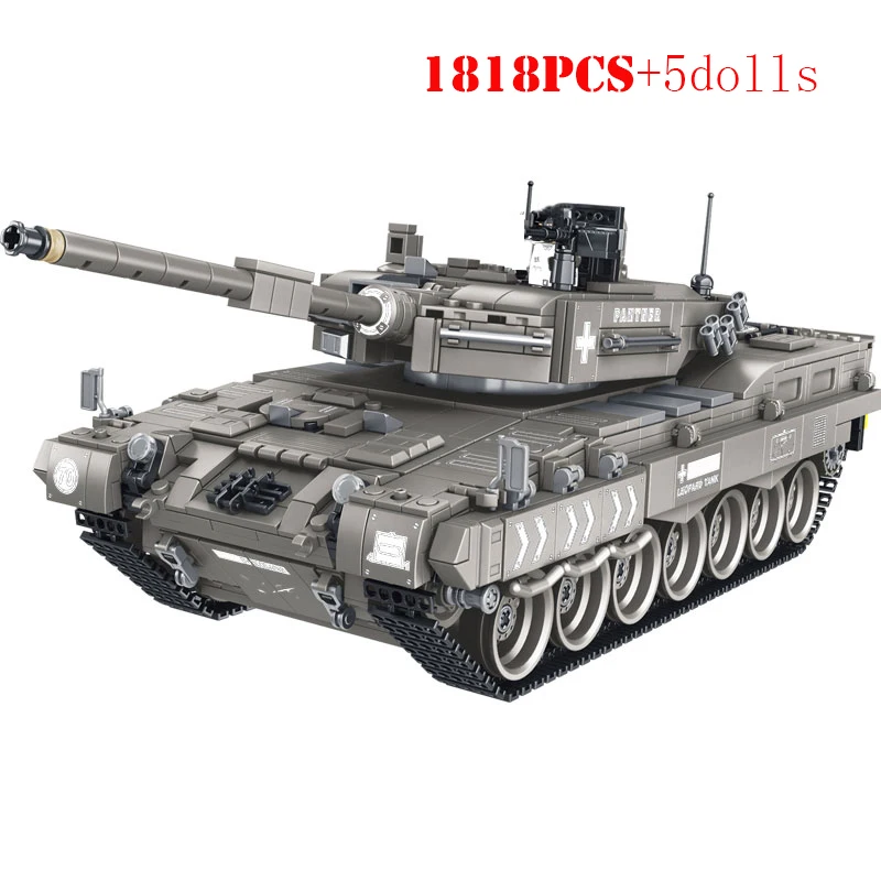 Vojenské druhej Svetovej Vojny nemecký Leopard 2A4 Hlavný Bojový Tank stavebným WW2 Vojak, číselné Údaje Zbrane Tehly Deti Hračky, Darčeky . ' - ' . 3