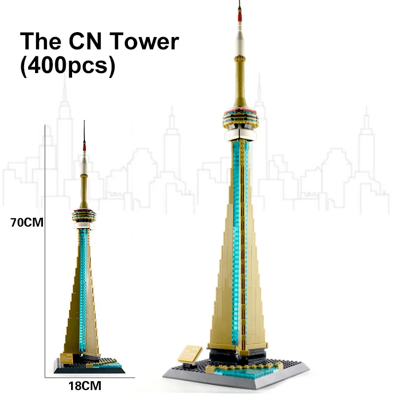 WANGE 400pcs svetoznámej Architektúry Toronto CN Tower Building Blocks Mesto, Orientačný bod Model Tehly Deti Vzdelávacie Hračka Darček . ' - ' . 1
