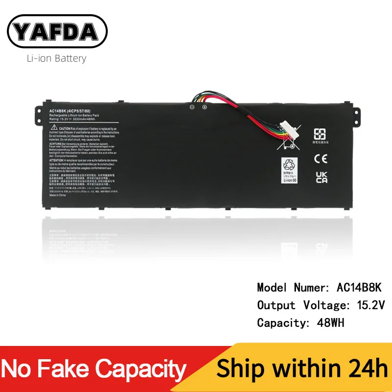 YAFDA AC14B8K Batéria Pre Acer Aspire CB3-111 CB5-311 ES1-512 ES1-511 S1-521 ES1-520 ES1-531 E5-771G ES1-731 V3-371 15.2 V 48WH . ' - ' . 0