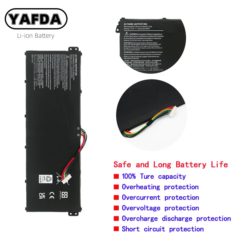 YAFDA AC14B8K Batéria Pre Acer Aspire CB3-111 CB5-311 ES1-512 ES1-511 S1-521 ES1-520 ES1-531 E5-771G ES1-731 V3-371 15.2 V 48WH . ' - ' . 3