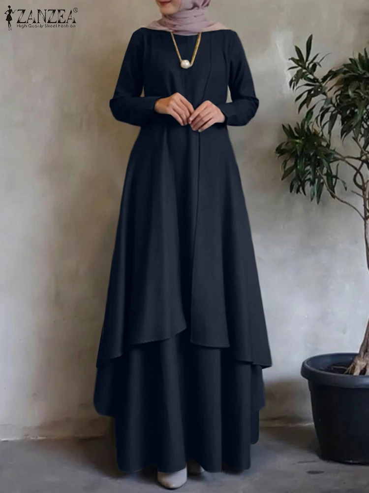 ZANZEA Ženy Moslimské Oblečenie Móda Jar Islamské Oblečenie Marocain Eid Mubarek Vestido Dlhý Rukáv Príležitostné Voľné Abaya Sundress . ' - ' . 0