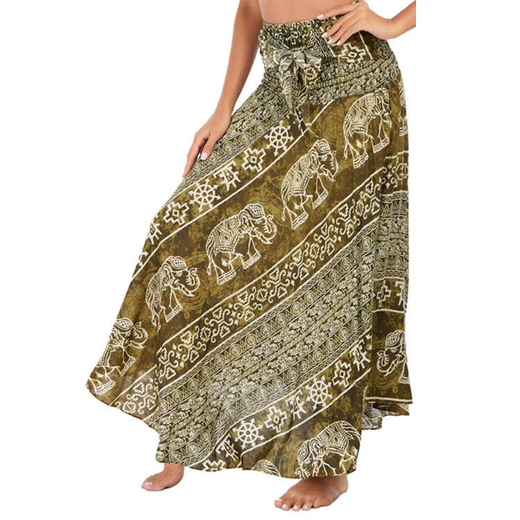 Čierna SUKŇA Slon Tlač falda bohemia hippies, SUKNE para mujer Thai Hippie sukne Pláže, dlhé sukne pre ženy, tylu sukne . ' - ' . 2