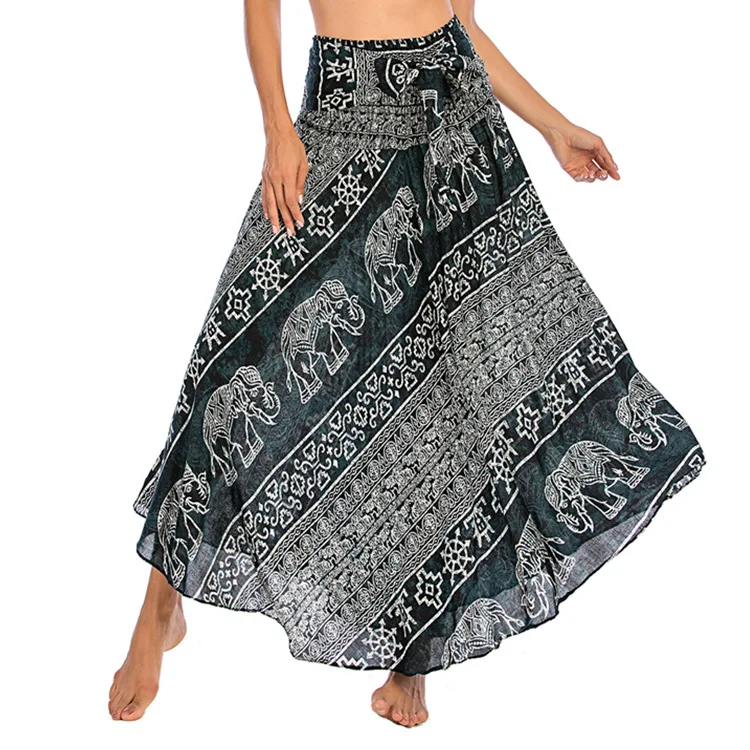 Čierna SUKŇA Slon Tlač falda bohemia hippies, SUKNE para mujer Thai Hippie sukne Pláže, dlhé sukne pre ženy, tylu sukne . ' - ' . 5