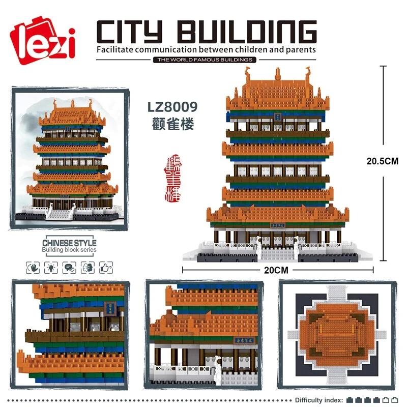 Čínska Kultúra Mini Hrad Architektúra Stavebné Bloky Miniatúrne Zberateľskú Montáž Hračka Súprava Mini Diamond Blok pre Dieťa Dospelých . ' - ' . 1