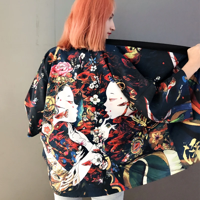 Ženské kimono 2019 pláži kimono cardigan blúzka žena yukata tričko Japonskej kultúry oblečenie, streetwear haori obi FF1613 L . ' - ' . 3