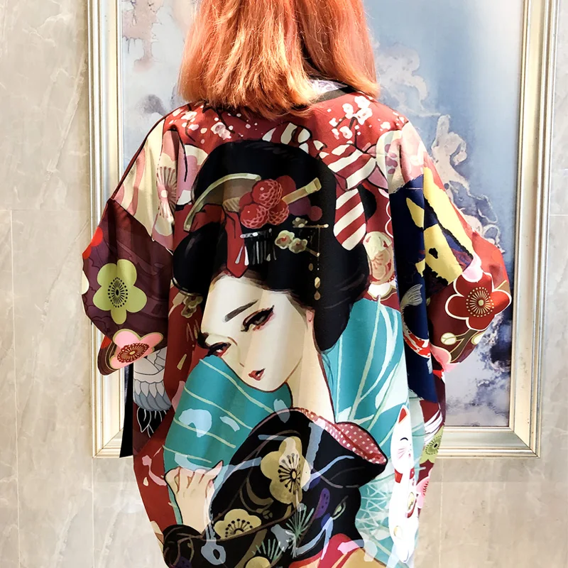 Ženské kimono 2019 pláži kimono cardigan blúzka žena yukata tričko Japonskej kultúry oblečenie, streetwear haori obi FF1613 L . ' - ' . 5