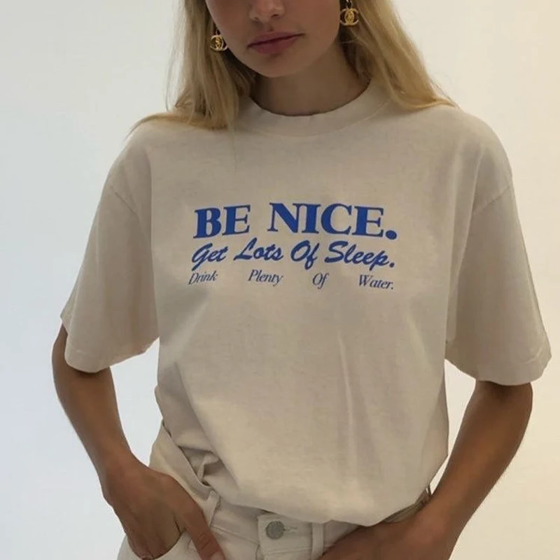 Ženy Tričko Bolo Pekné, Inšpiratívne Citáty Harajuku Tumblr Roztomilý Nadrozmerné T-Shirt Žena Grunge Estetické Graphic Tee Topy . ' - ' . 0