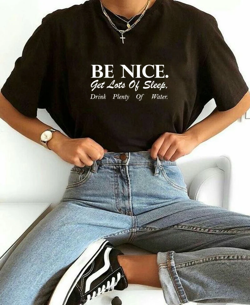 Ženy Tričko Bolo Pekné, Inšpiratívne Citáty Harajuku Tumblr Roztomilý Nadrozmerné T-Shirt Žena Grunge Estetické Graphic Tee Topy . ' - ' . 1
