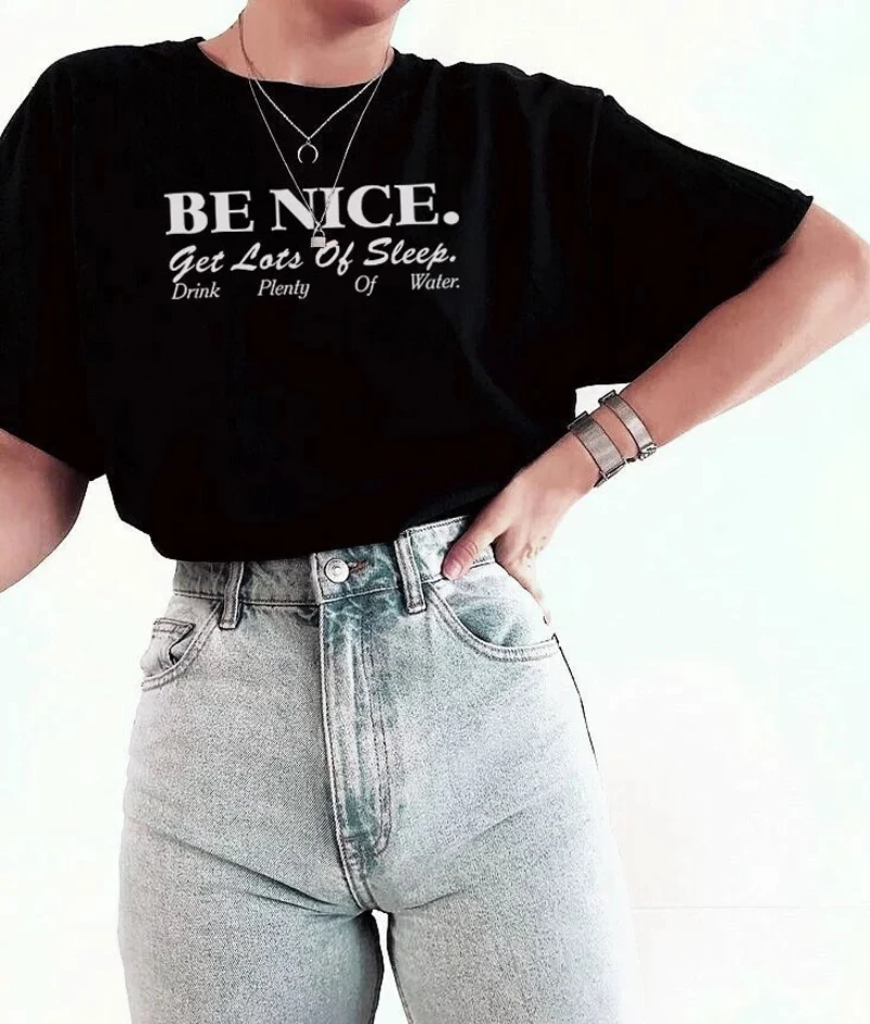 Ženy Tričko Bolo Pekné, Inšpiratívne Citáty Harajuku Tumblr Roztomilý Nadrozmerné T-Shirt Žena Grunge Estetické Graphic Tee Topy . ' - ' . 2