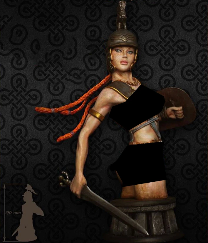Živica Obrázok 1/9 dávnych žena bojovník s mečom poprsie Model Unassambled Nevyfarbené Obrázok Stavebných Kit . ' - ' . 0