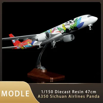 1/150 Diecast Živice 47 cm A350 Sečuan Airlines Letecká spoločnosť Panda Model Standable Lietadlo s LED osvetlenie kabíny pre Zber Darček
