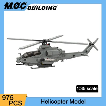 1:35 Rozsahu MOC Vojenských Lietadiel Model Vrtuľníka Stavebné Bloky, Tvorivosť Lietadlo Tehly 975PCS Hračky pre Chlapcov Dovolenku Dary