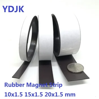 1 Meter Gumy Magnet 10*1.5 15*1.5 20*1.5 mm Samolepiace Pružný Magnetický Prúžok Páska Hrúbky 1,5 mm 10x1.5 15x1.5 20x1.5