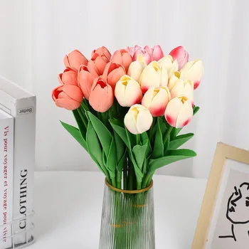 10 KS high-end pu tulipán umelé kvety, umelé kvetiny Pre svadobné dekorácie, domáce dekorácie umelé flowerroom dekor