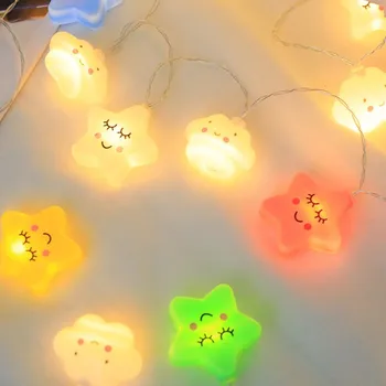 10 LED Úsmev Star Cloud Fairty Svetlo Reťazec Christmas Vonkajšie Vlkovcový Garland na Svadbu, Dovolenku Dekorácie Deti Izba Dekor