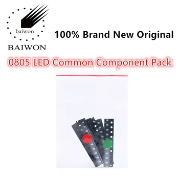 100% Nový, Originálny 0805 SMD LED, Spoločný Komponent Balík (Červená, Modrá, Zelená, Žltá A Biela), 5 Druhov, 10 Ks Každého
